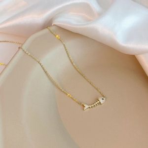 3 Pack Dainty Rhinestone Fish Pendant Necklace